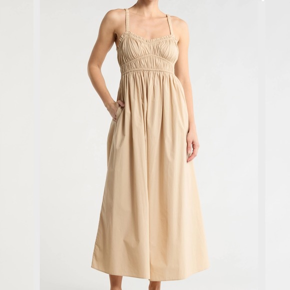 BOSS ORANGE Dresses & Skirts - Boss Orange Dalza A Line Sweetheart Neck Sleeveless Beige Dress Womens 8 NWT